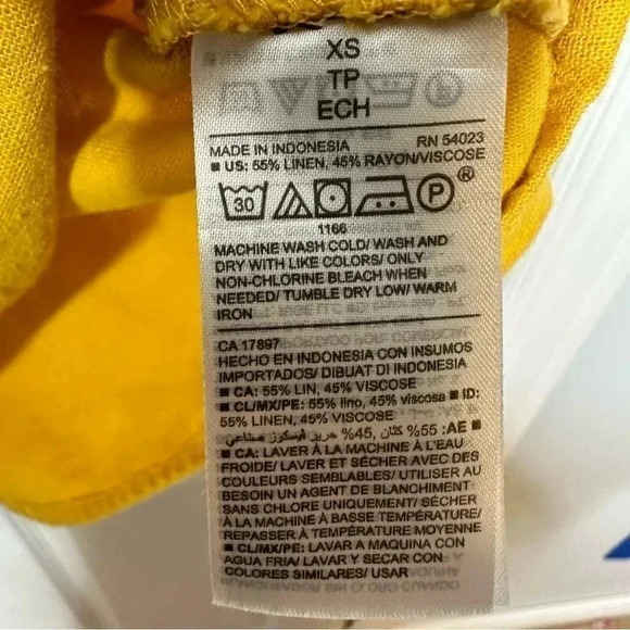Old Navy Off The Shoulder  Mini Dress Ruffles Linen Yellow Size Extra Small - Picture 10 of 16